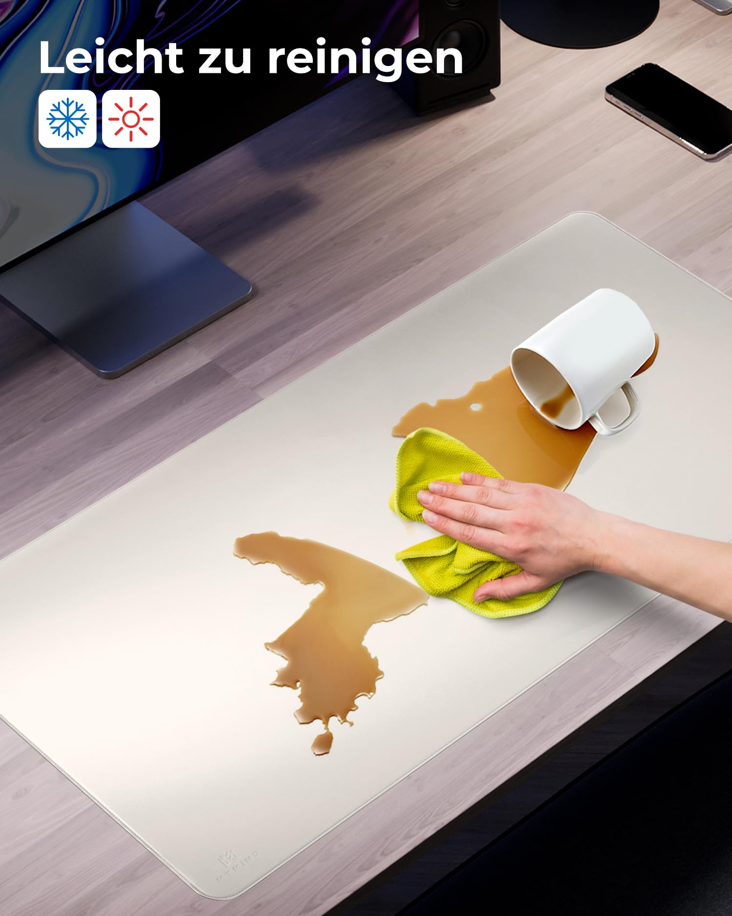 MYMIND MYMIND® Sottomano da scrivania [Antiscivolo] 80x40 cm - Tappetino per mouse XXL in pelle PU premium - Sottomano da scrivania per ufficio domestico - Sottomano da scrivania impermeabile - Sottom