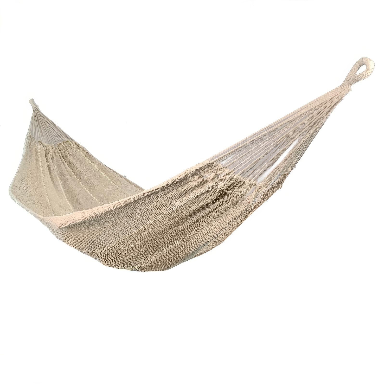 Mavolus Handwoven Cotton Rope Hammock, Double Mayan Hammocks for Indoor Outdoor Patio Backyard, Garden, Max 480lbs Capacity, Natural White