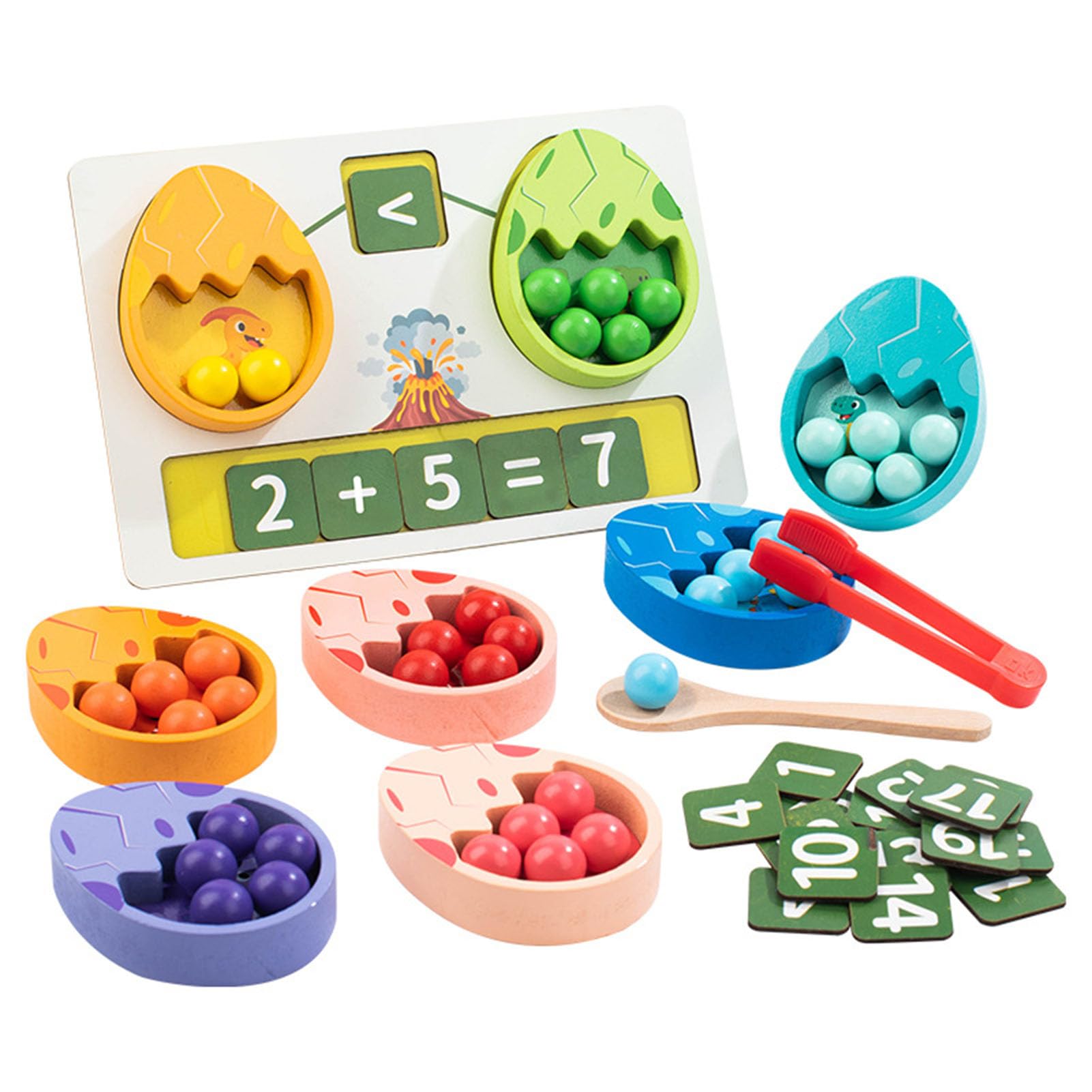 Tabellone Matematico con Perline a Clip a Forma di Uovo di Dinosauro, Giocattolo Educativo di Matematica