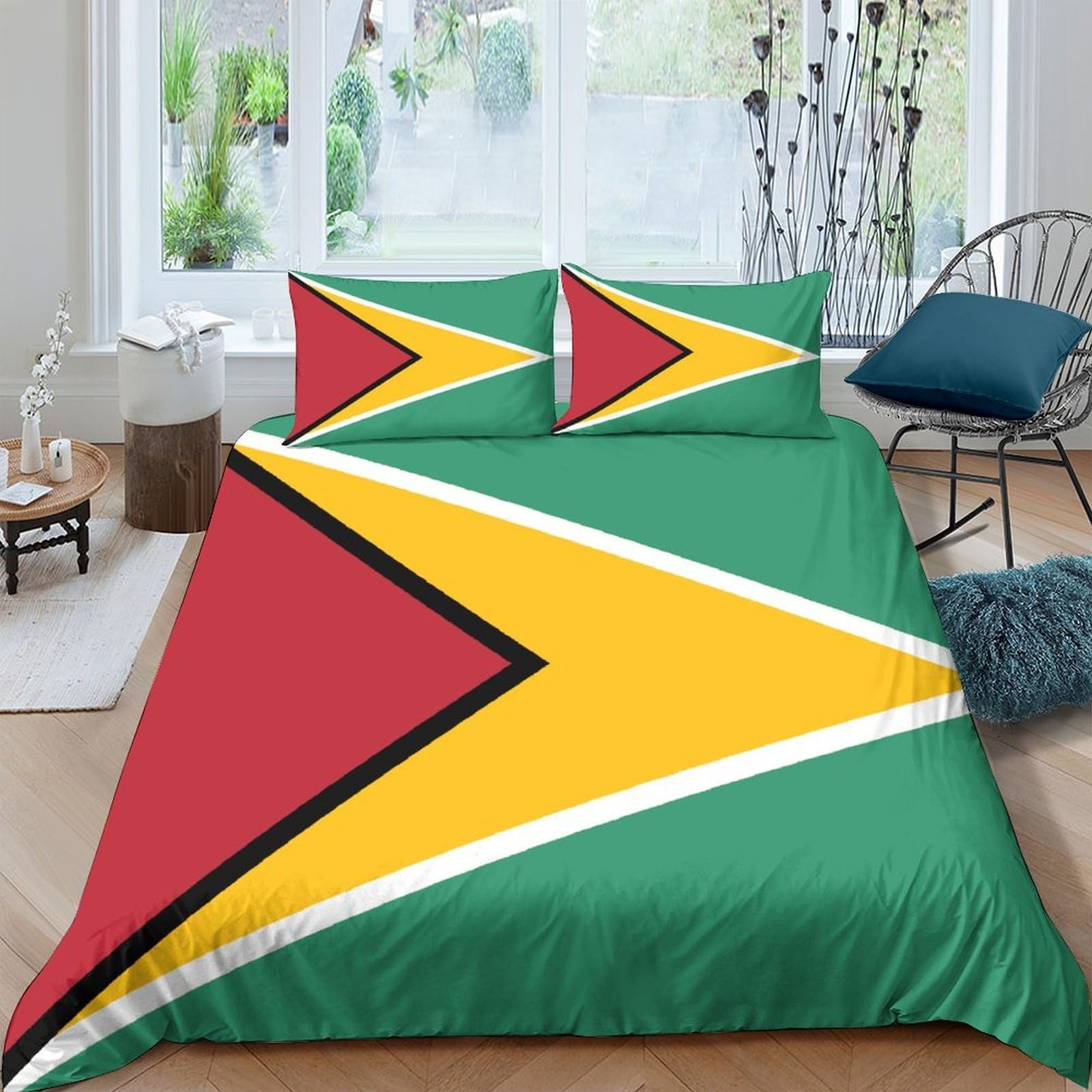 HWEICOIN Guyana Duvet Cover 3 PCS Hotel Quality Quilt Cover Bed Sets Bed Covers with Pillowcases with Zipper Closure Hypoallergenic Soft Breathable Microfiber Double（200x200cm）