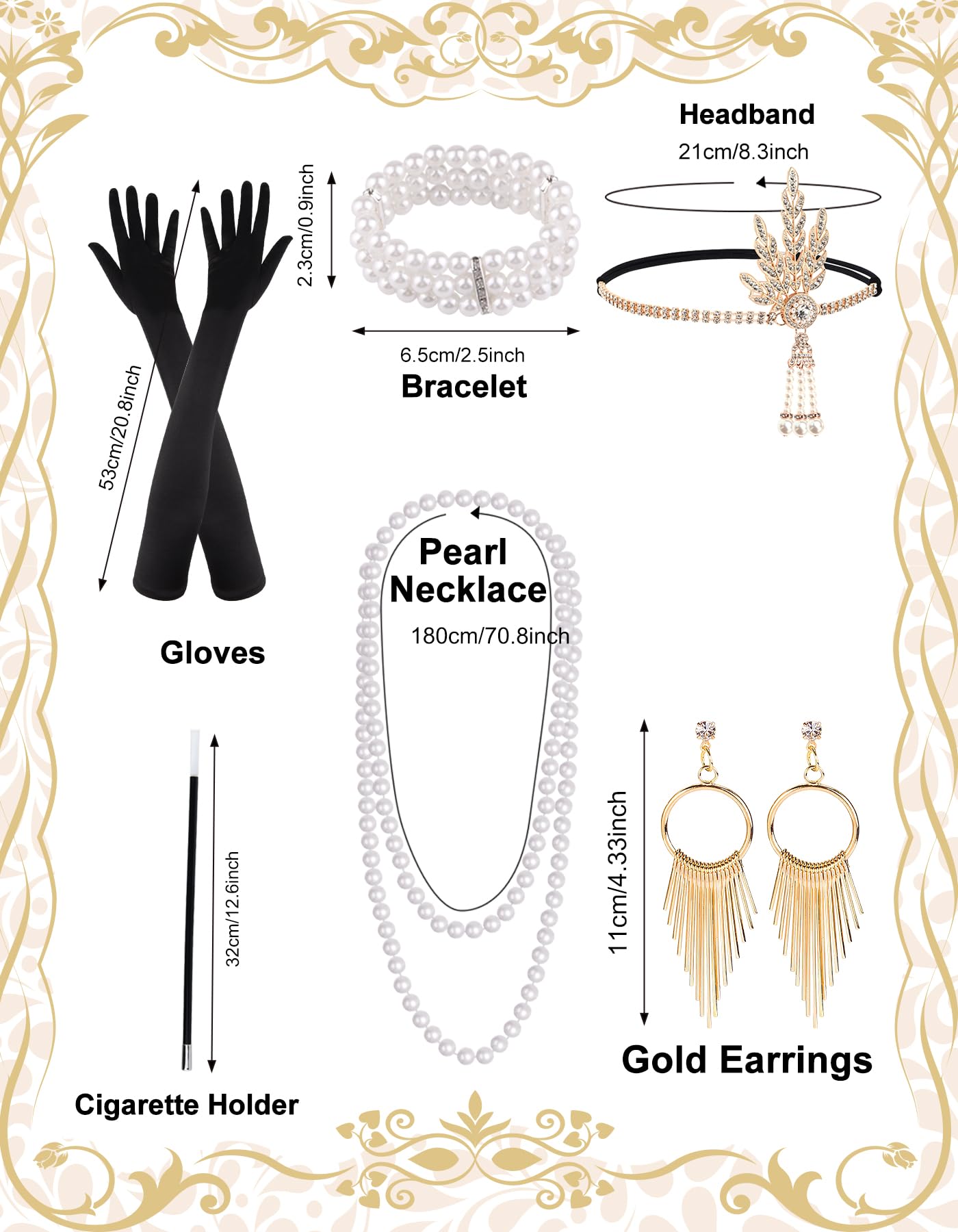 PLULON 6 Pcs 1920s Accessories for Women Great Gatsby Flapper Dress Accessories Fashion Roaring 20s Costume for Women - Image 2