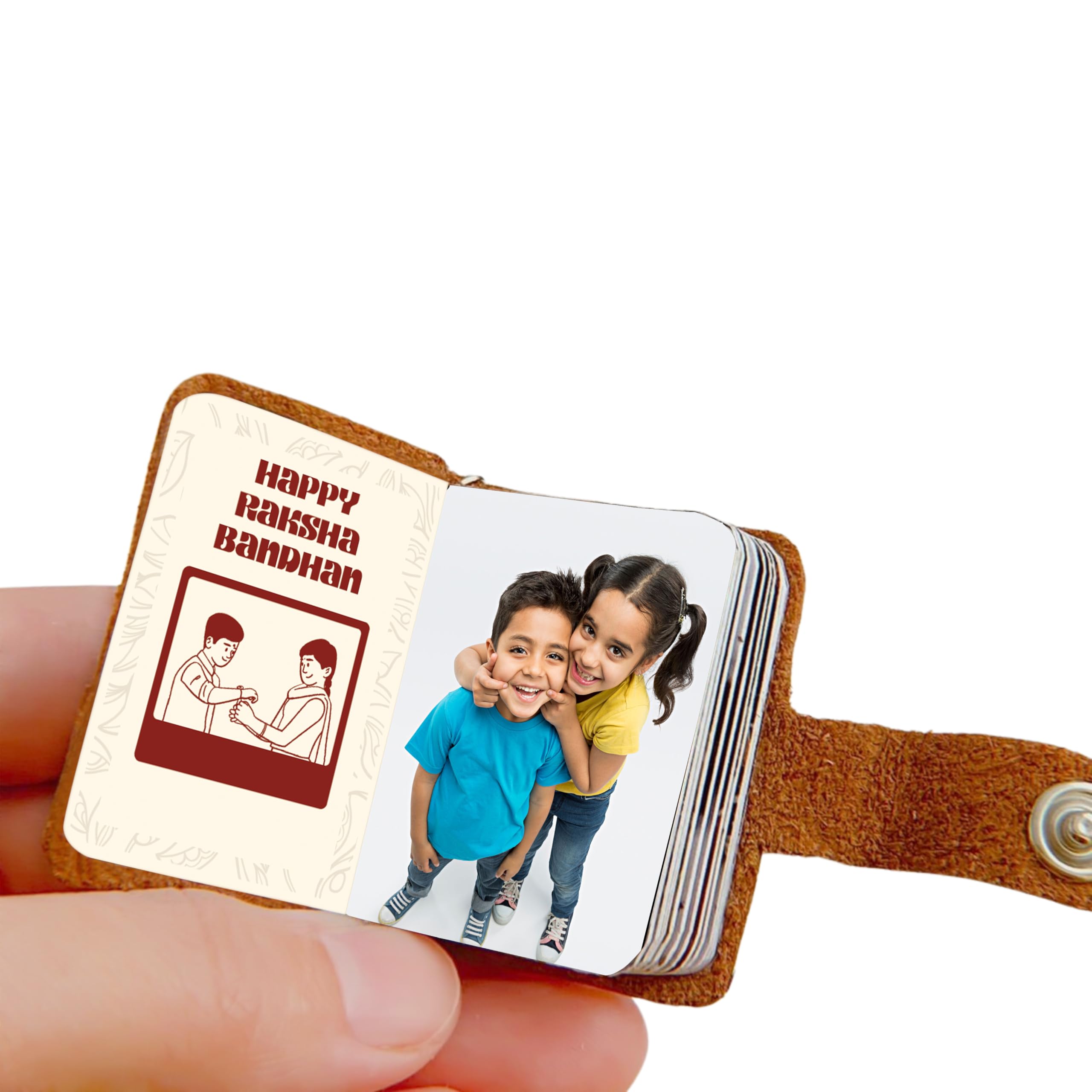 Leather Mini Photo Album Keychain - Customize with 12-24 Photos, Perfect for Raksha Bandhan, Birthdays, Anniversaries, and Cherished Moments-image-35