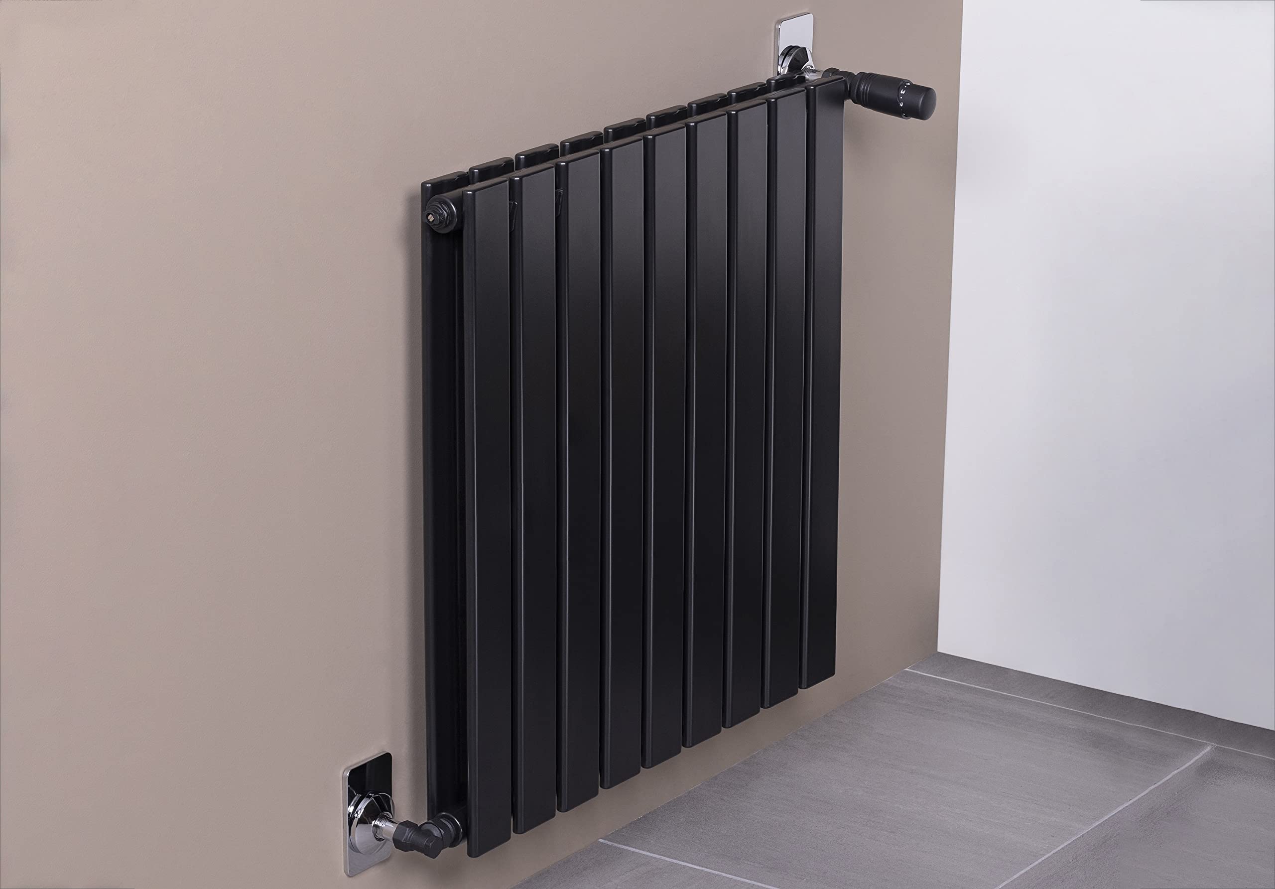 Kit Termostatico per Radiatore Nero Opaco 1/2 | Controllo Preciso della Temperatura | Con Valvola, Testa e Chiave di Sfiato | NOYON & THIEBAULT