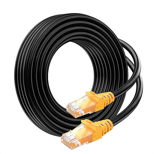 Cable Matters Cable Ethernet Cat 6A Cat 6 de cobre puro de 10 Gbps 24 AWG, 50 pies, cable Ethernet impermeable con ancho de banda de 550 MHz (cable