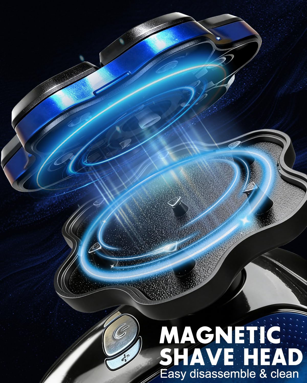 7D Magnetic Detachable Head Shaver for Bald Men, Wet & Dry Rechargeable Razor