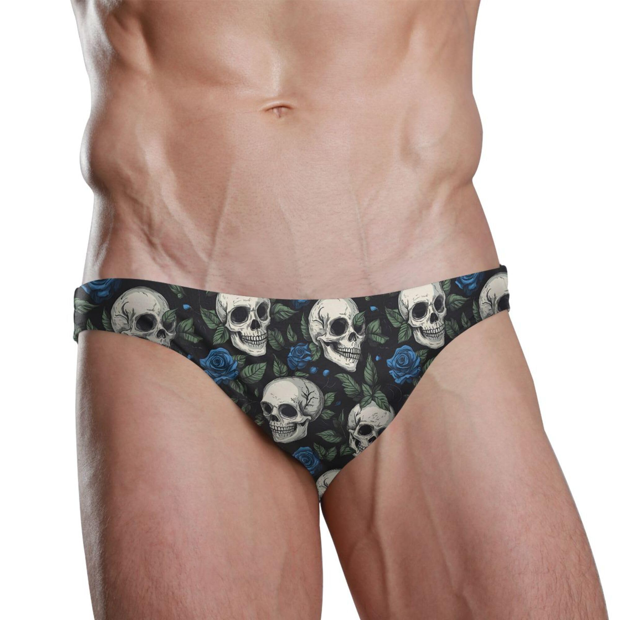 S Husky Skull Flower Swim Briefs for Men Bikini Swimwear Boys Short XXL B0404462