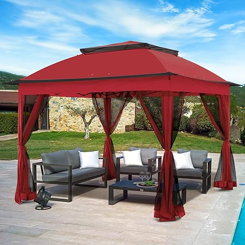 Miniatura 9 de Tienda de campaña para exteriores de 11 x 11 pulgadas con paredes de malla para patio, césped, patio trasero y terraza, gris