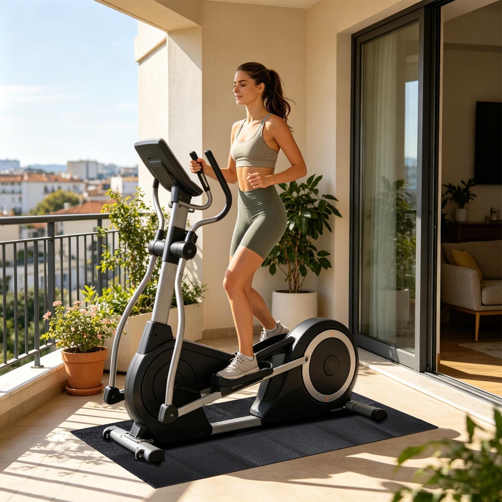 Maty na bieżnię jako ochrona podłogi – bardzo wytrzymałe, wodoodporne i składane, mata ochronna na podłogę do rowerów domowych i fitness, do domu, studia fitness, biura, wewnątrz, jogi, sprzętu
