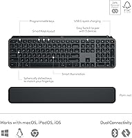 Vista 6 de Logitech MX Keys S Combo - Teclado y ratón inalámbrico de alto rendimiento con reposa muñeca, iluminación personalizable, desplazamiento rápido