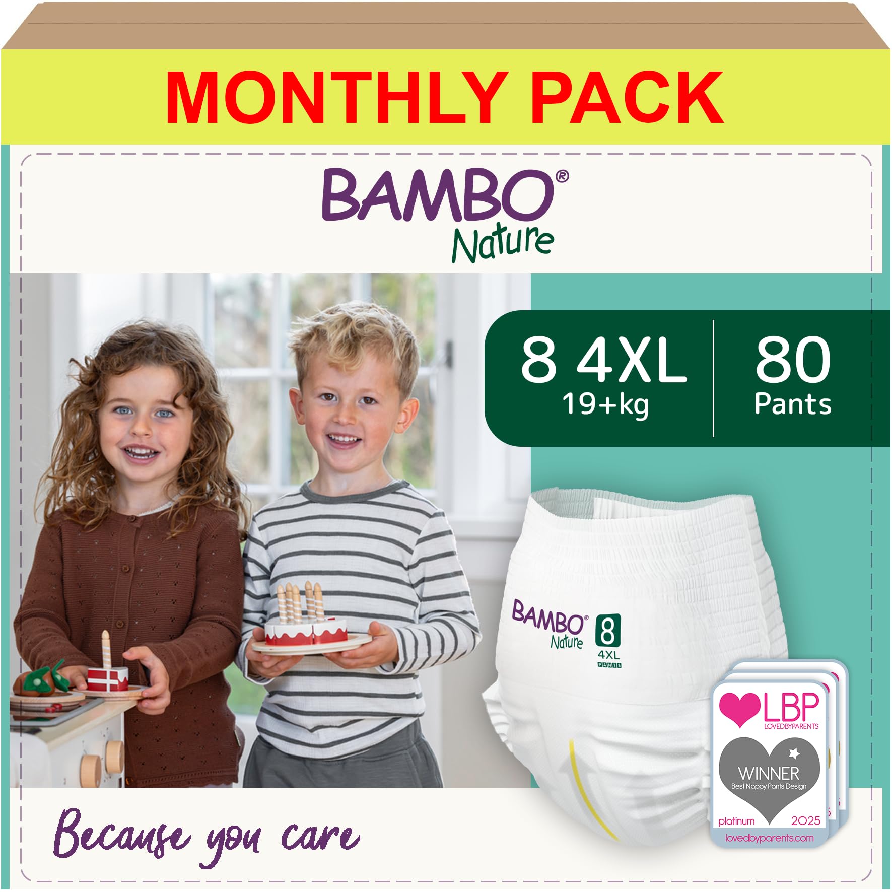 Bambo Nature Size 8 (19+kg) Training Pants, Box of 80 Size 8 Nappy, Soft and Secure Pull-Up Pants for Ultimate Comfort and Enhanced Protection, Eco-Labelled Disposable Nappy
