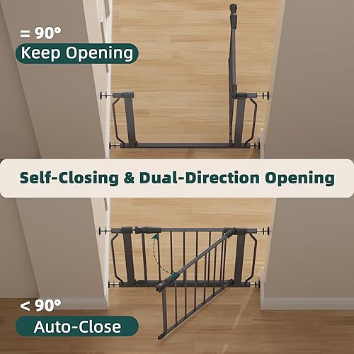 Miniatura 3 de Puerta sin herramientas montada a presión, barrera de seguridad ajustable para puertas y escaleras, 30 pulgadas de alto, se adapta a aberturas de