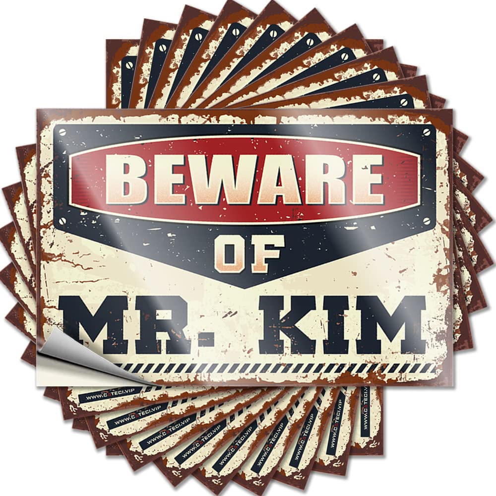 Decal Small Easy Apply | Beware of Mr. Kim Positive Case Peel and Stick(6X9CM)