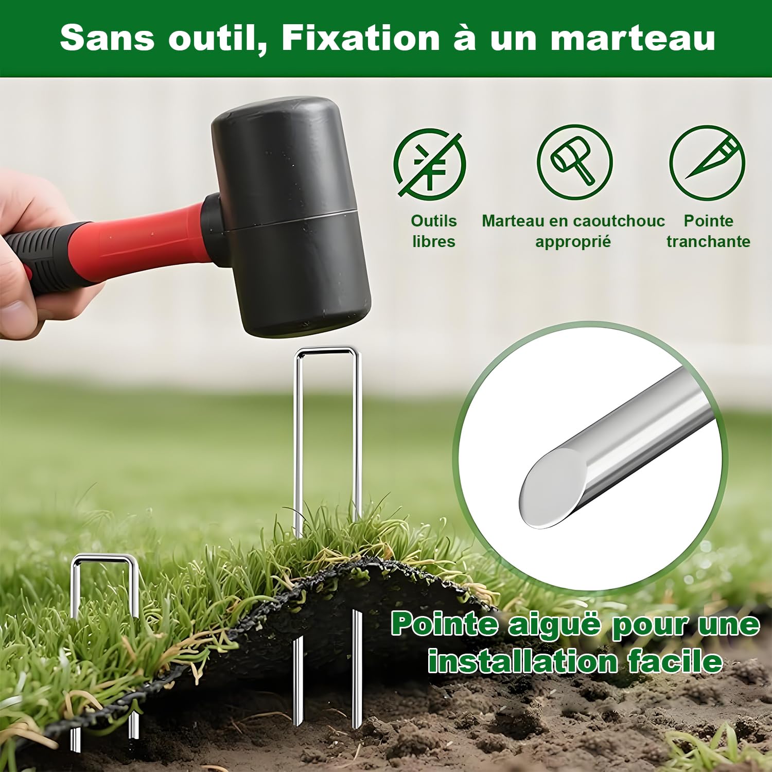 Amagabeli Lot de 500 piquets de jardin galvanisés pour clôture de jardin de 15,2 cm Calibre 11