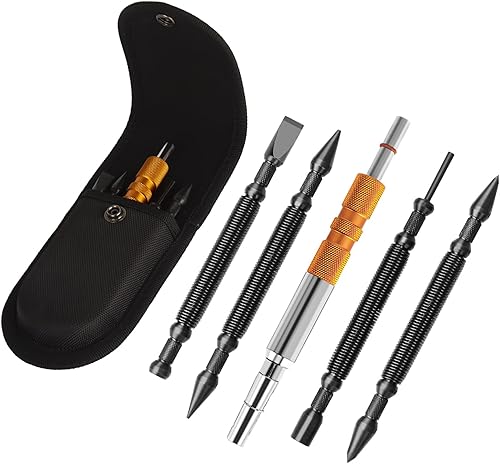 Miniatura 10 de Juego de 5 piezas de fijador de uñas de doble cabeza y punzón central de doble cabezal y removedor de pasador de bisagra, perforador de agujero