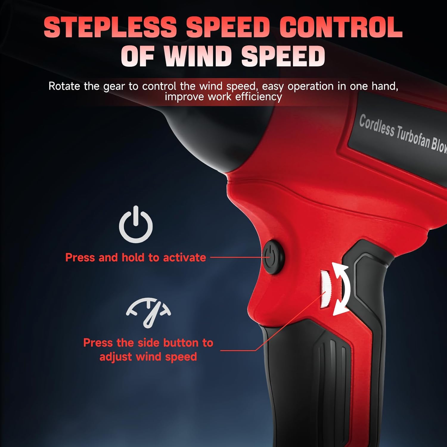 Electric Cordless Turbo fan Blower, Leaf Blower for Milwaukee 18V Battery, 130000RPM Handheld Jet Fan, Variable Wind Speed, for Cleaning and Drying (Battery Not Included) - Image 4