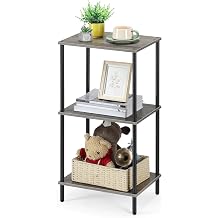 ETELI 3 Tier Tall Side Table Small Telephone Table Stand with Storage Shelves 31.6 Inch Tall End Table Night Stand for Small Space Living Room Bedroom Bathroom Kitchen, Gray