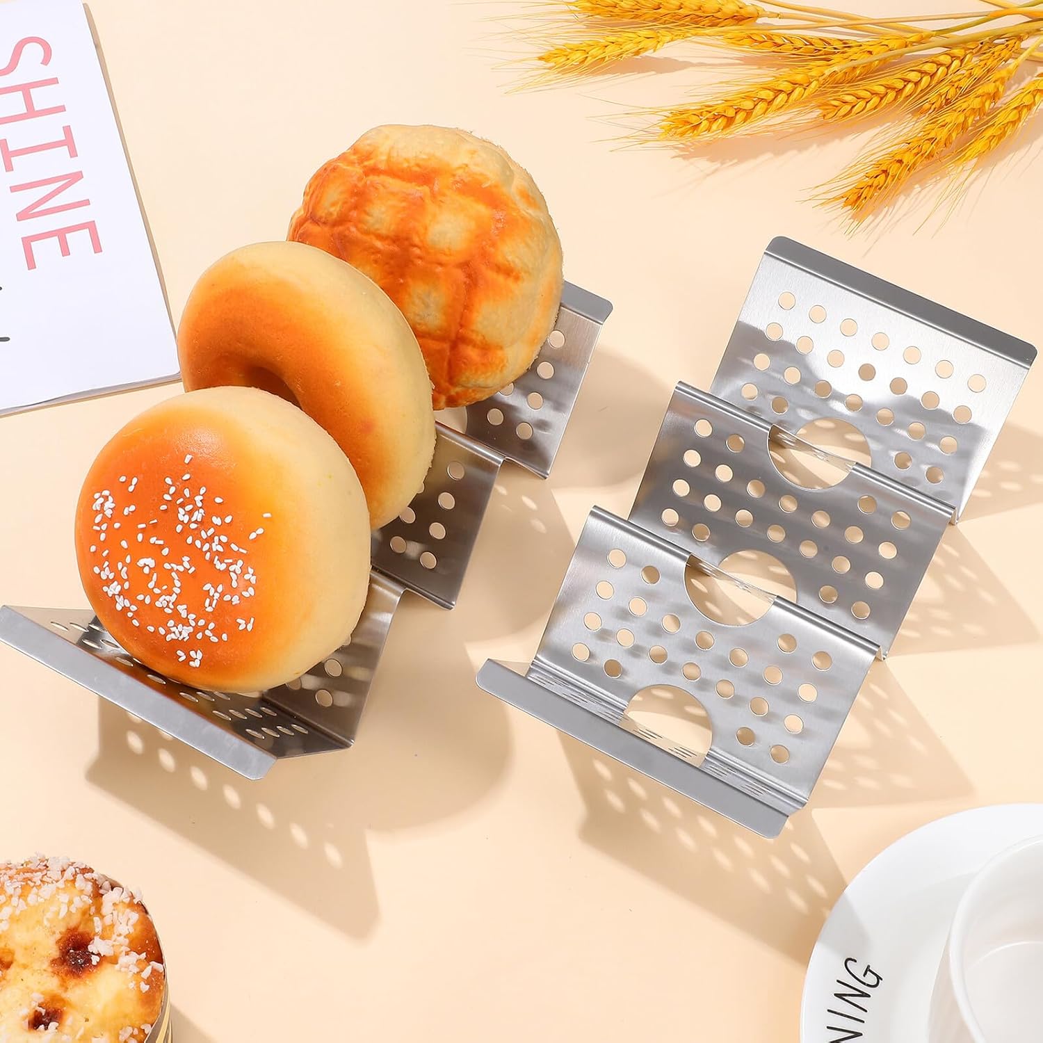 8 Pcs Stainless Steel Taco Holders Taco Tray Racks for Family Gatherings Restaurant Use Upright Tortilla Stand Compact Shell Holders