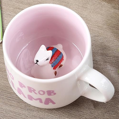 Miniatura 4 de Taza de café de alpaca con diseño de alpaca en el interior, tazas con cuchara de 12 onzas, tazas de té de cerámica, divertidas tazas de café con