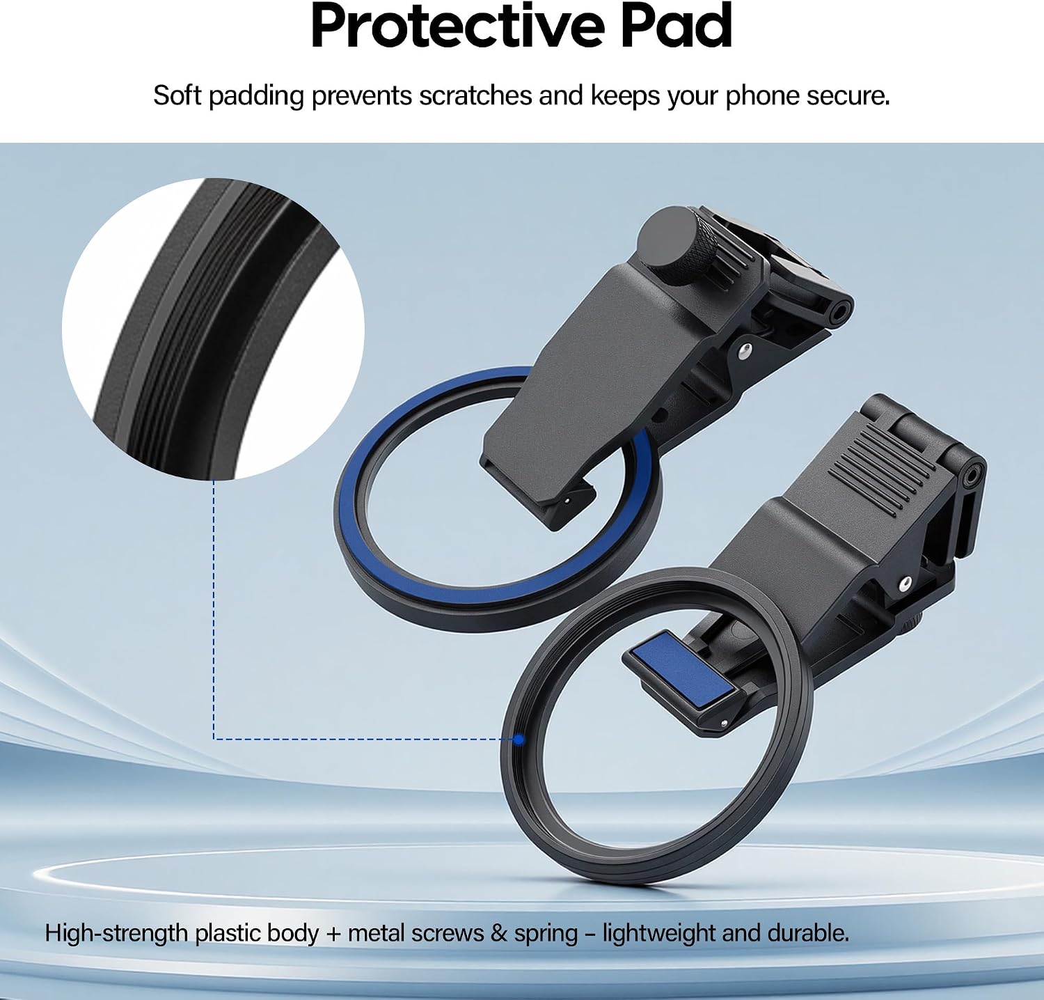 Walking Way 58mm Phone Filter Kit with 18-Layer MC-CPL & Cold Shoe, Plastic Clip-On Mount for Smartphones, Rotatable Polarizer for Vlogging, Travel & Live Streaming, Fits Phone Up to 30mm