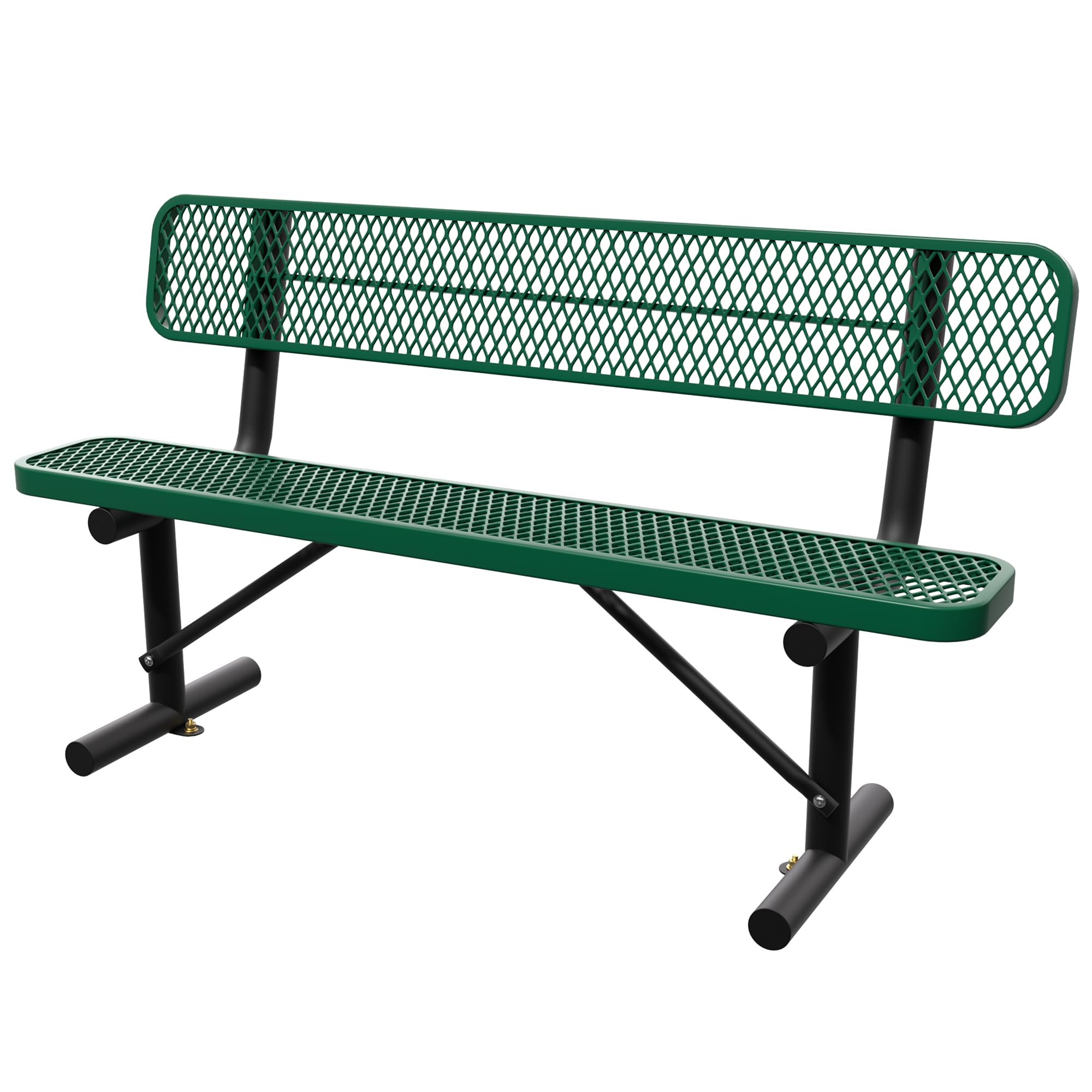 Sunnibety 6 Feet Steel Park Bench for Outside, Outdoor Bench with Backrest & Portable Frame, Commercial Benches for Shopping Malls, Stores, Parks,