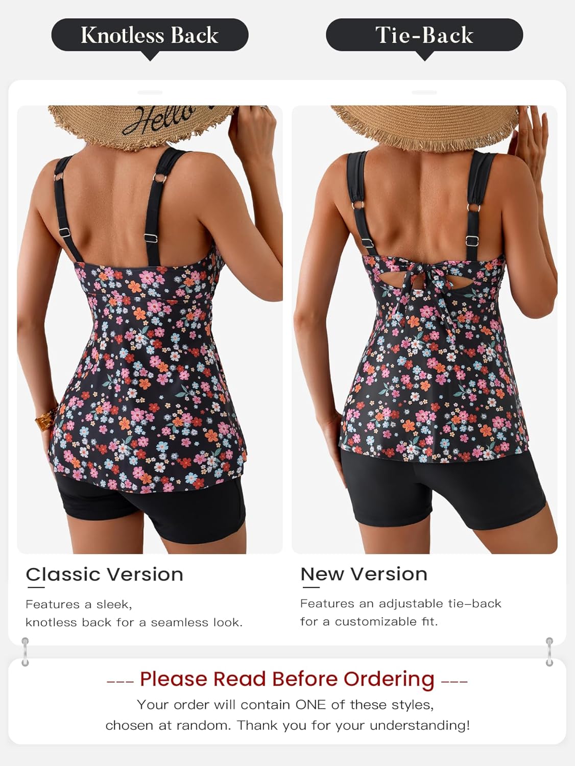 B2prity Tankini Swimsuits for Women Tummy Control Two Piece Modest Bathing Suits Floral Skirt Top with Boyshorts - Image 4