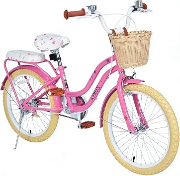 20 Inch Carbon Steel Girls Bike with Basket | Multiple Colors, For 7-10 Years Old, No Training Wheels Included, Outdoor Garden Kids Riding Bike