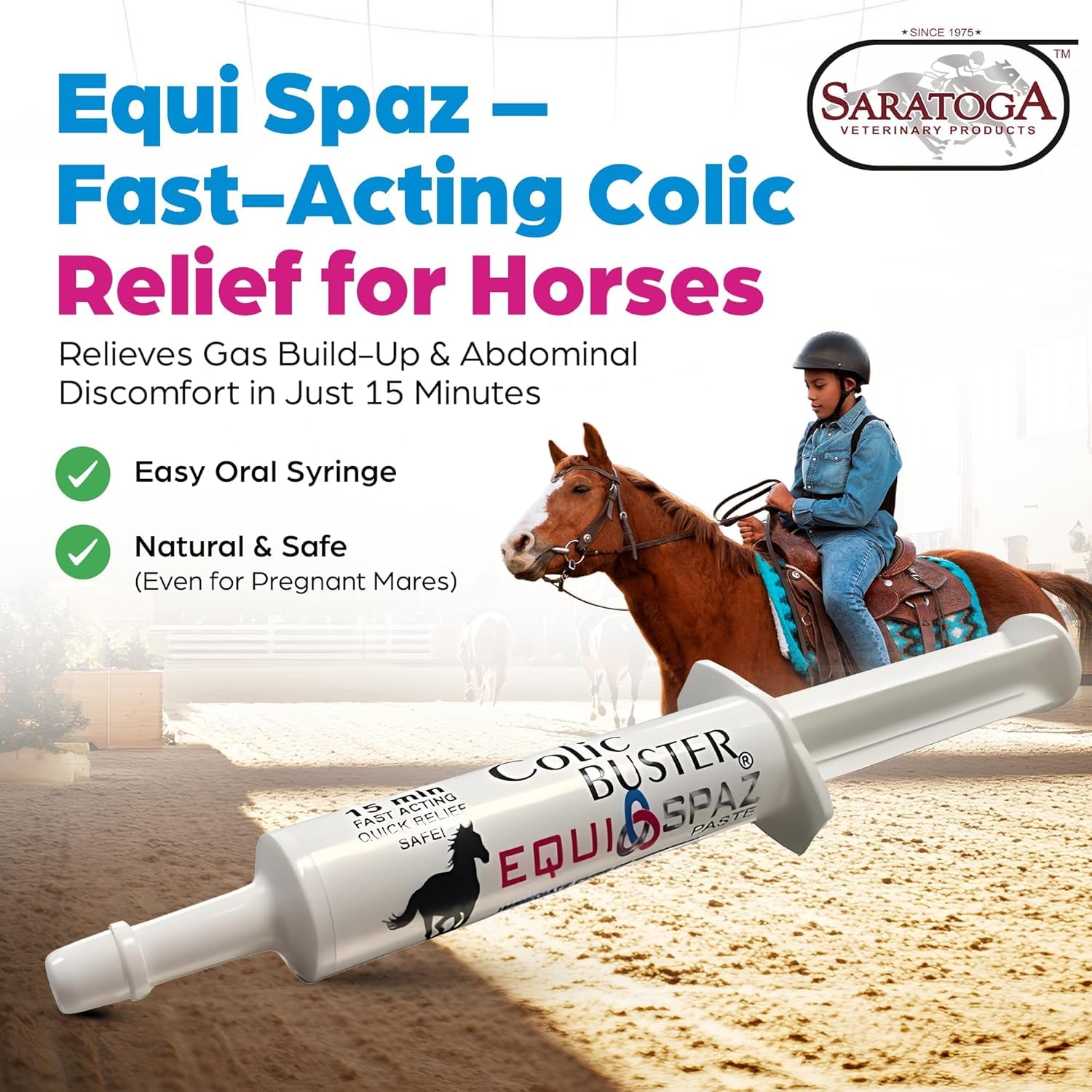 Fast Acting Horse Colic Relief – 15 Minute Natural Gas & Spasmodic Support – Oral Equine Digestive Comfort Syringe – Safe for Pregnant Mares – Essential Barn First Aid — Amazon image 4