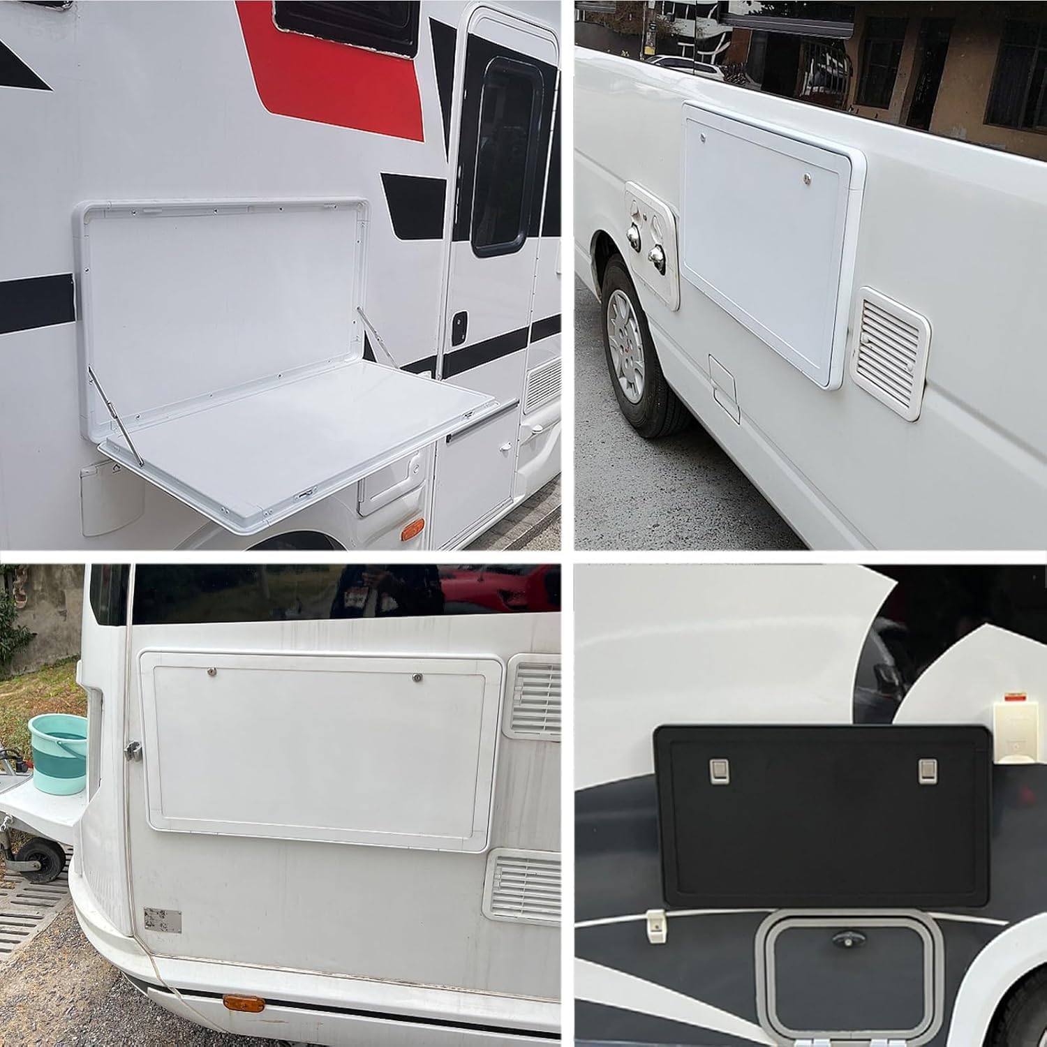 Foldable RV Table - Lightweight Aluminum Folding Dining Tables with Locking Mechanism, Wall Mount Hanging Design for Caravan, Campsite, Workshop(White,Non-Key TYPE-60 * 45CM)