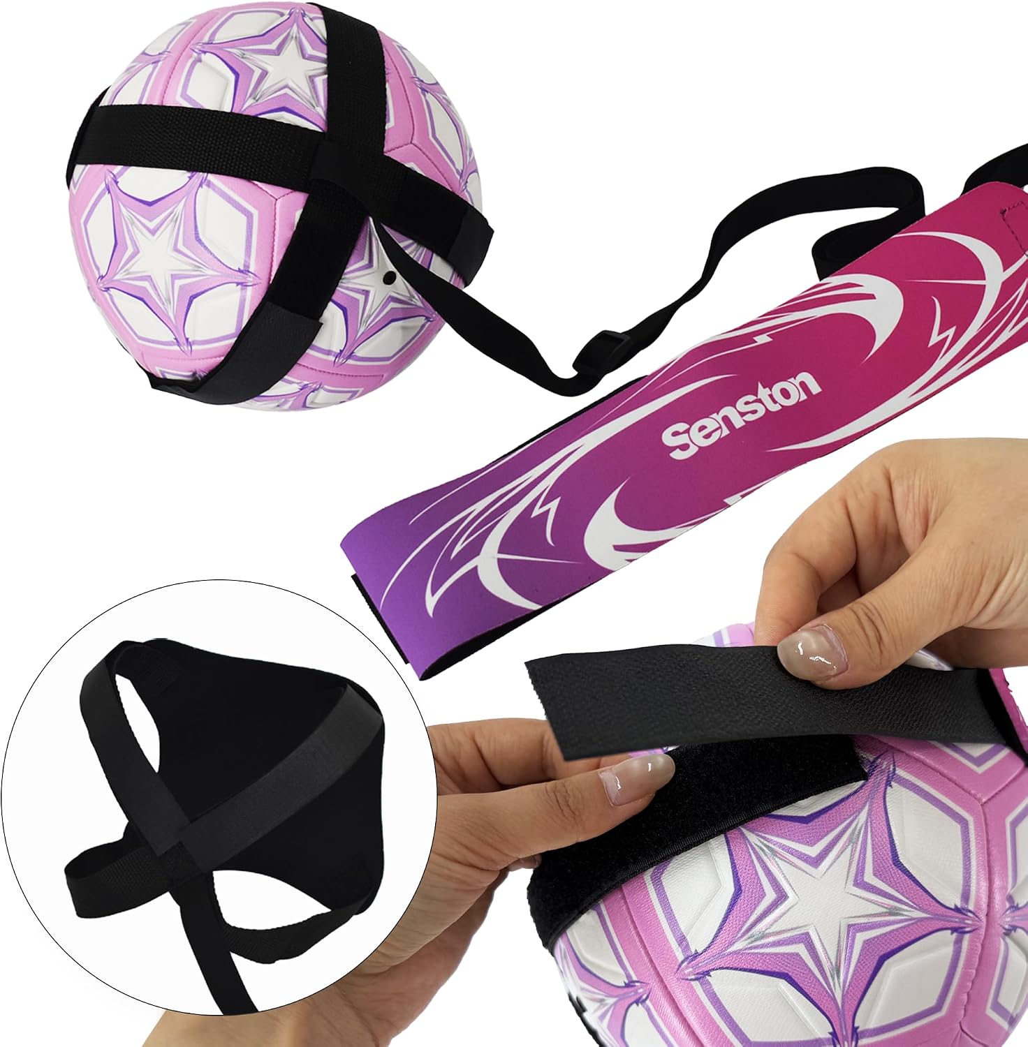 Senston Soccer/Volleyball Training Belt Fits Ball Size 3, 4, and 5 | Adjustable Elastic Rope , Durable Nylon Material, Thickened Edge,Deform-Resistant, Boost Soccer Skills, Indoor Outdoor Use