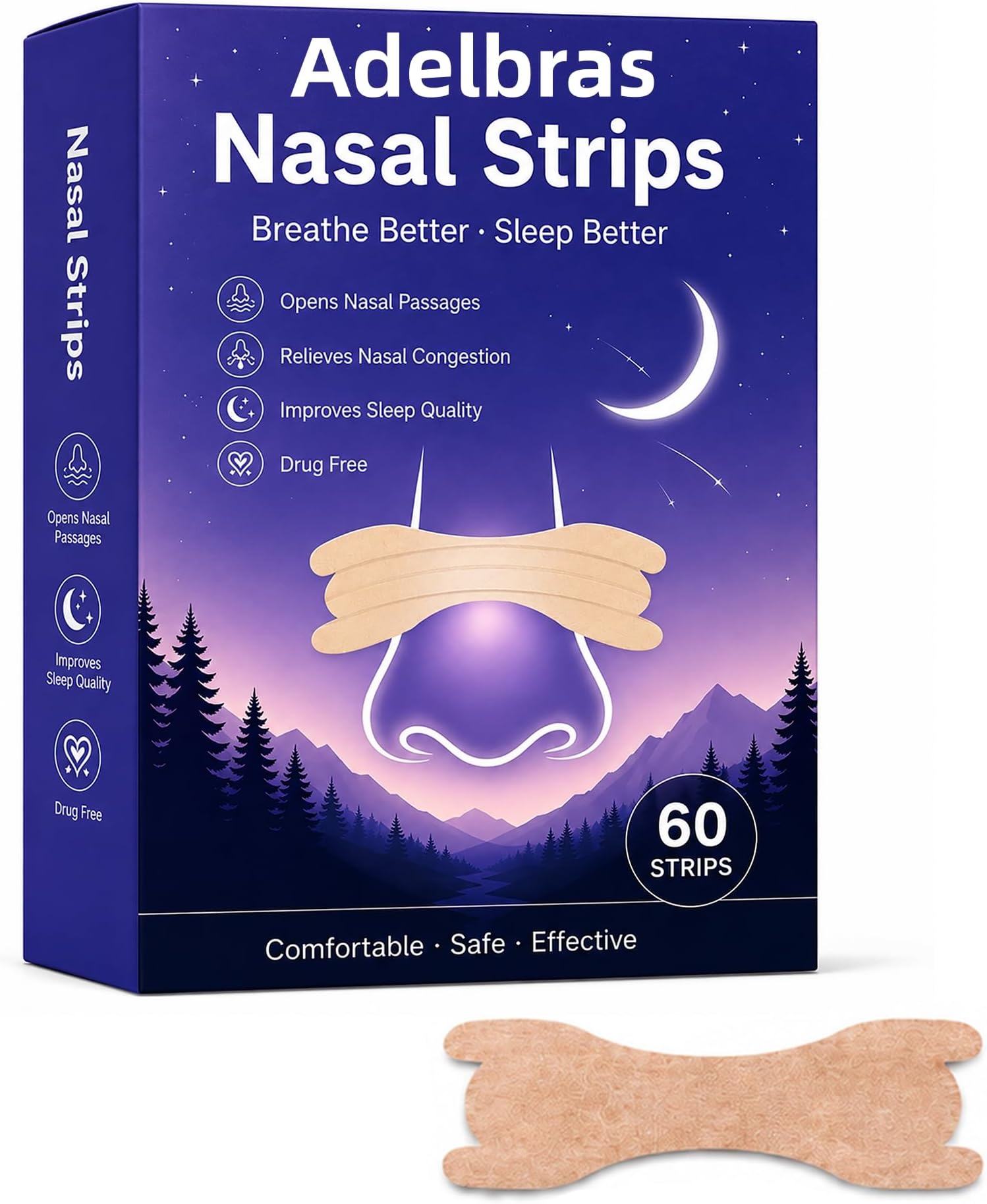 66PCS Extra Strength Nasal Strips for Snoring and Nasal Congestion Relief