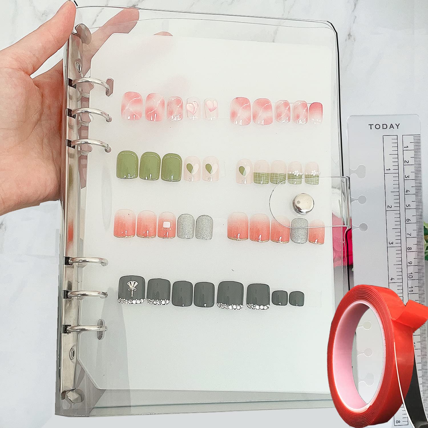 Press On Nail Organizer, Removable LooseLeaf Nail Storage