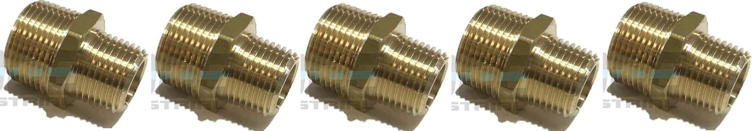 Brass REDUCING HEX Nipple 3/4" x 1/2" Male NPT MNPT Fuel/AIR/Water/Oil/Gas WOG (Qty 01)