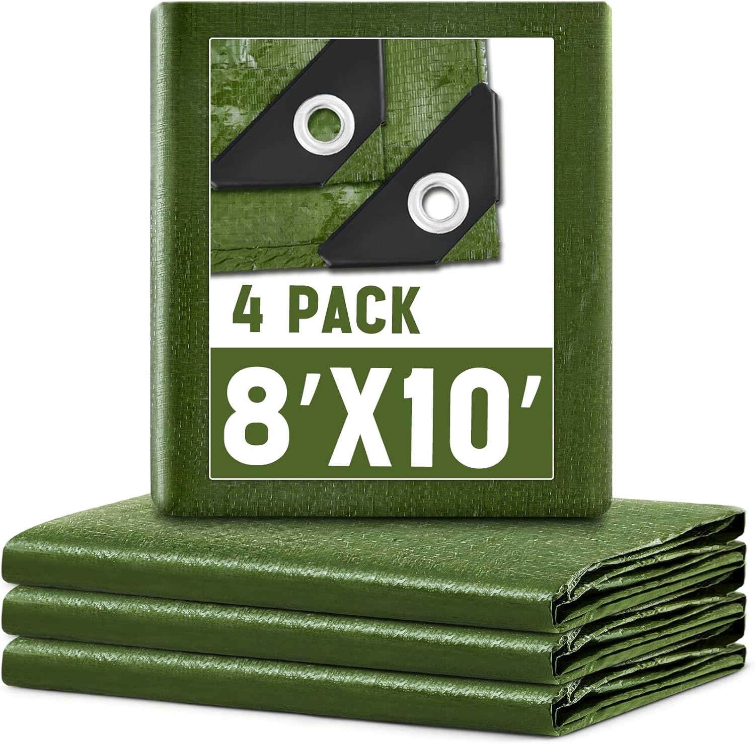 Heavy Duty 8×10 ft Waterproof Tarps – 4 Pack, Multi-Purpose Covers Heavy Duty 8×10 ft Waterproof Tarps – 4 Pack, Multi-Purpose Covers