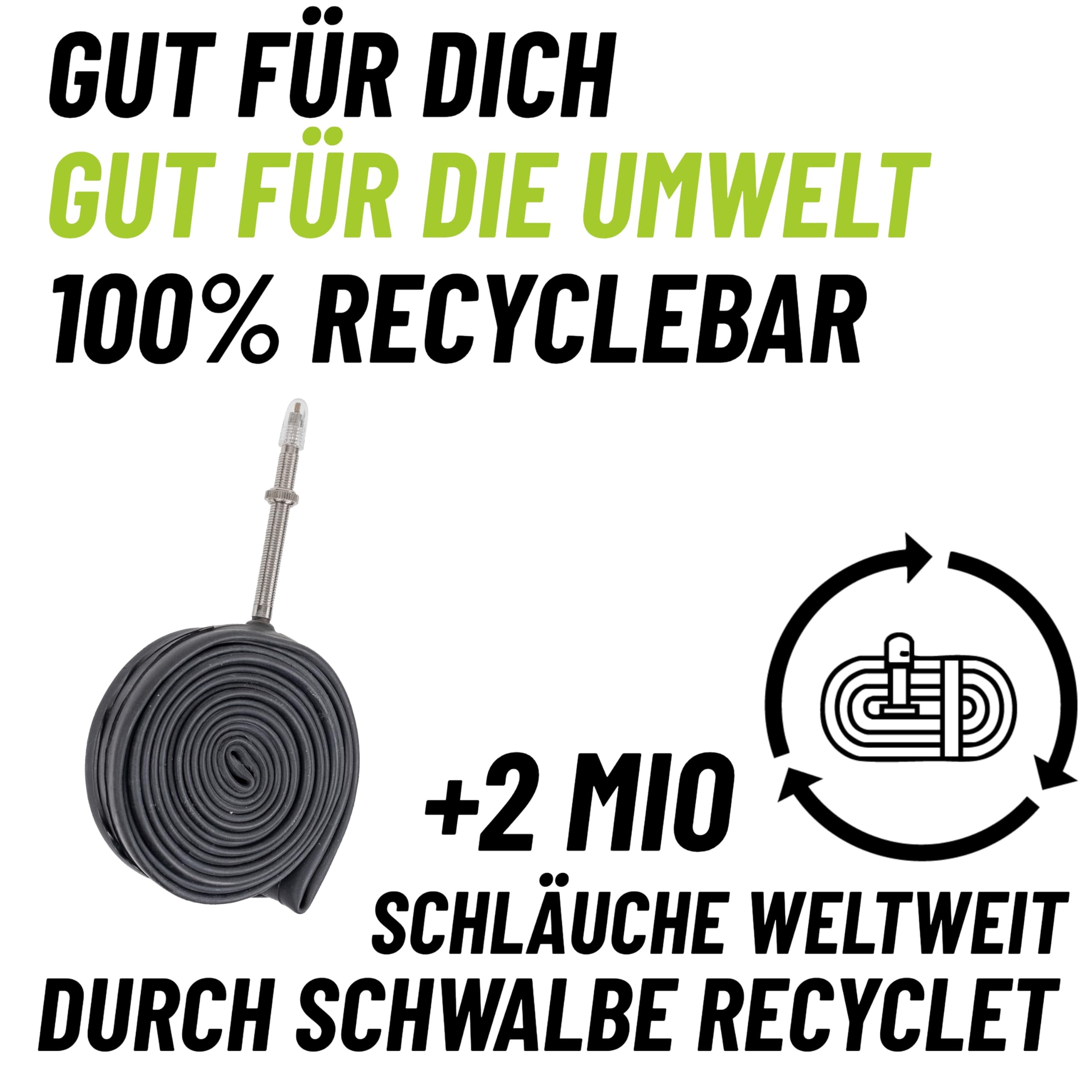 2er Set Schwalbe Fahrrad Schlauch SV19L-EL 40mm 27,5"/28"/29" Zoll (54-75/584-622) inklusive 3 MSZweirad Reifenheber