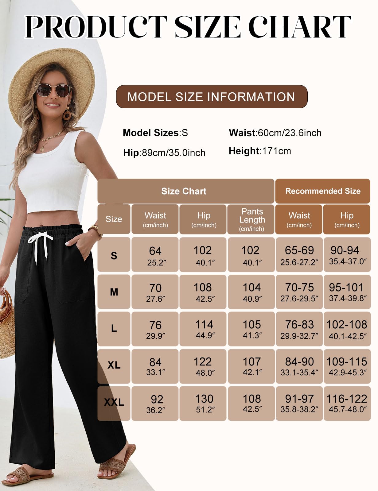 heekpek Pantalon Leger Ete Femme Fluide Taille Haute Elastique Ample Pantalons Detente Pantalon Droit Femme Chic et Elegant avec 4 Poches