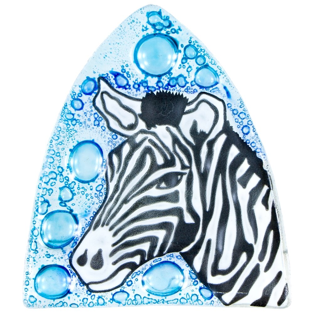 Pampeana Animal World - Zebra Head & Bubbles Fused Glass Nightlight Cover - Multi