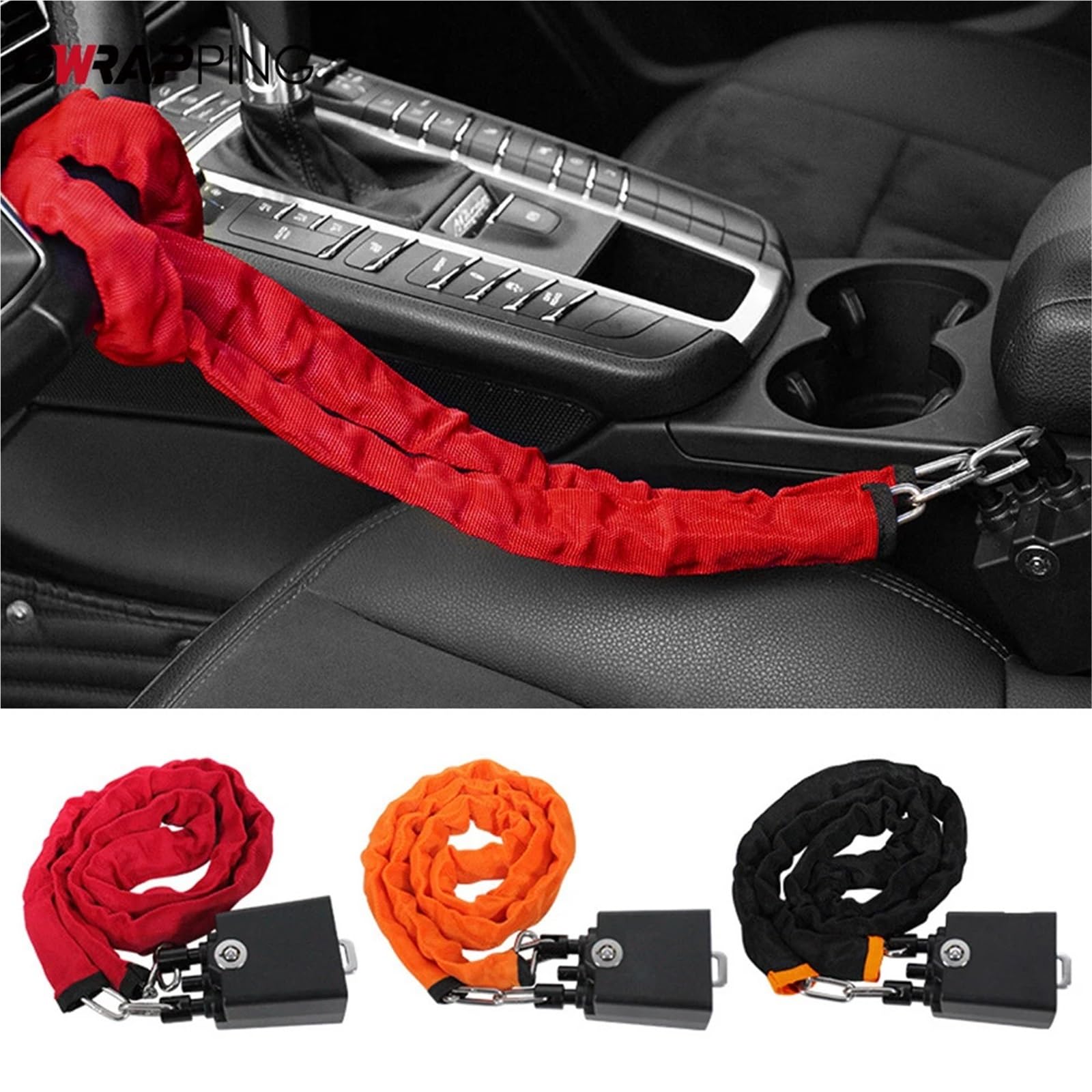 Bloccasterzo for auto con fibbie for cinture di sicurezza, robusto lucchetto antifurto universale, for camion, accessori for Per Auto Furgoni e Suv(Black)