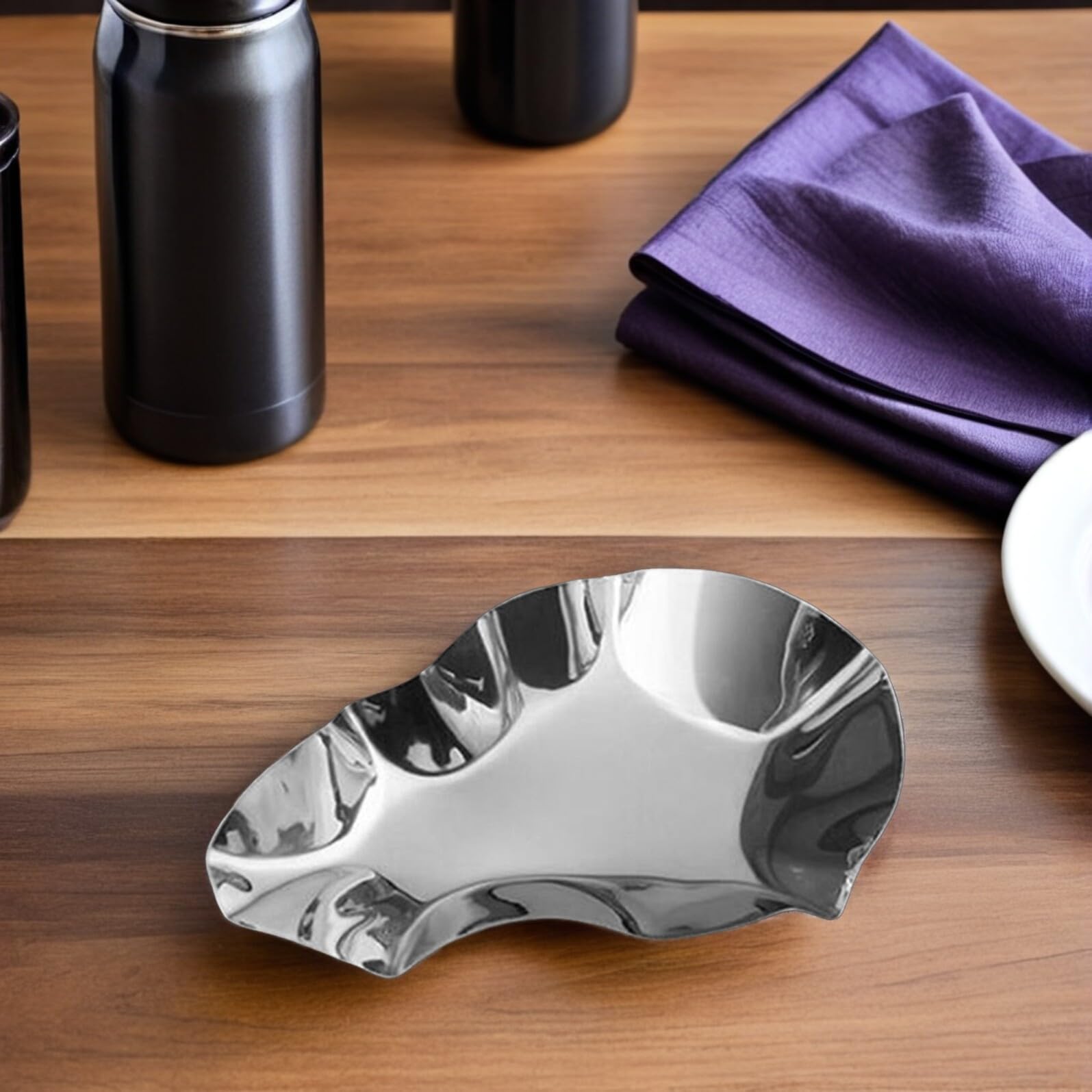 Lot De 2 Supports à Louche Coquille Huître Acier Inoxydable - Repose Cuillère Élégant