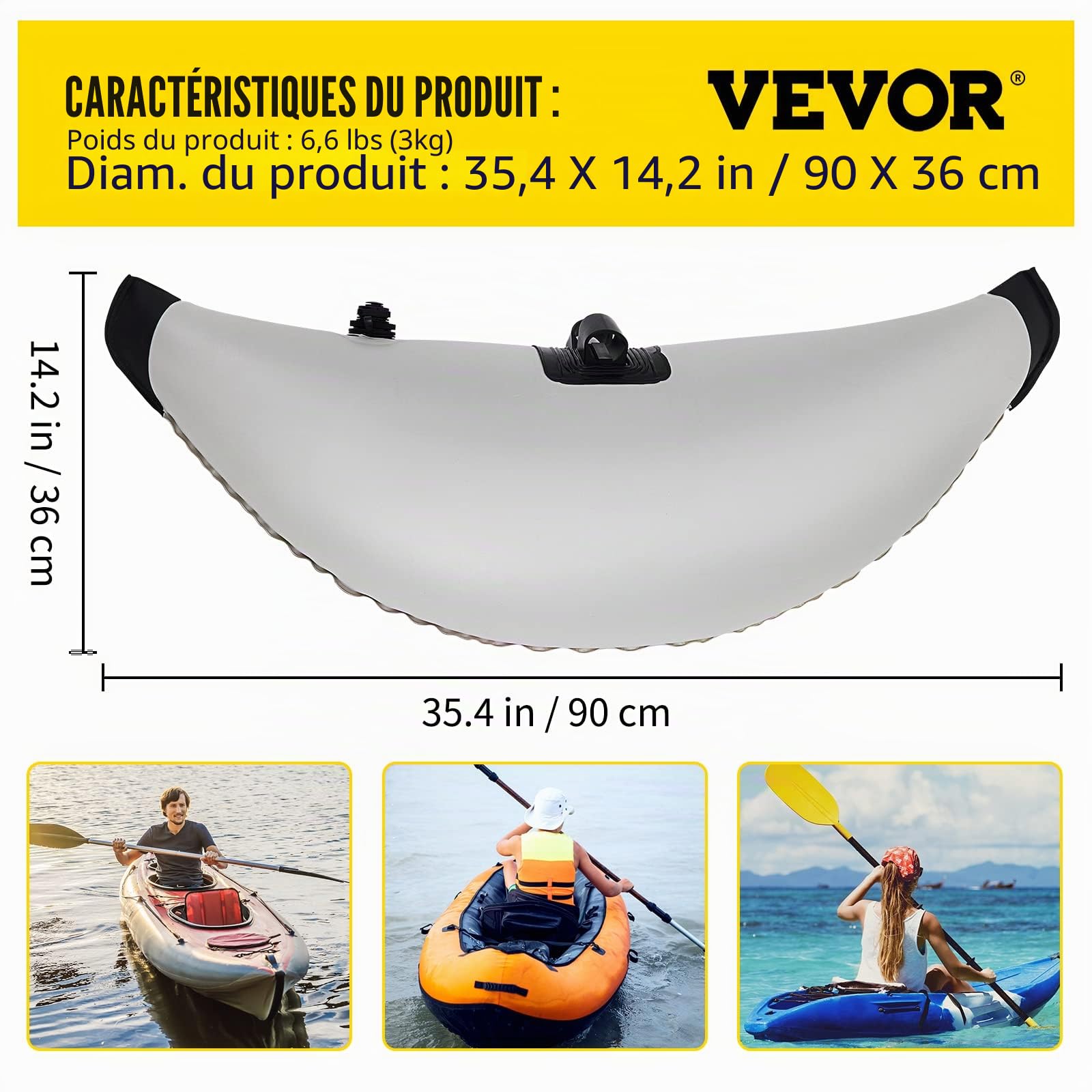 VEVOR Kit de Système de Stabilisateur de Flotteur 2,1-2,4 m Stabilisateur de PVC de Kayak Dégonfler et Gonfler Facilement Canoë Stabilisateur pour Le Kayak Le Canoë la Navigation de Plaisance Pêche