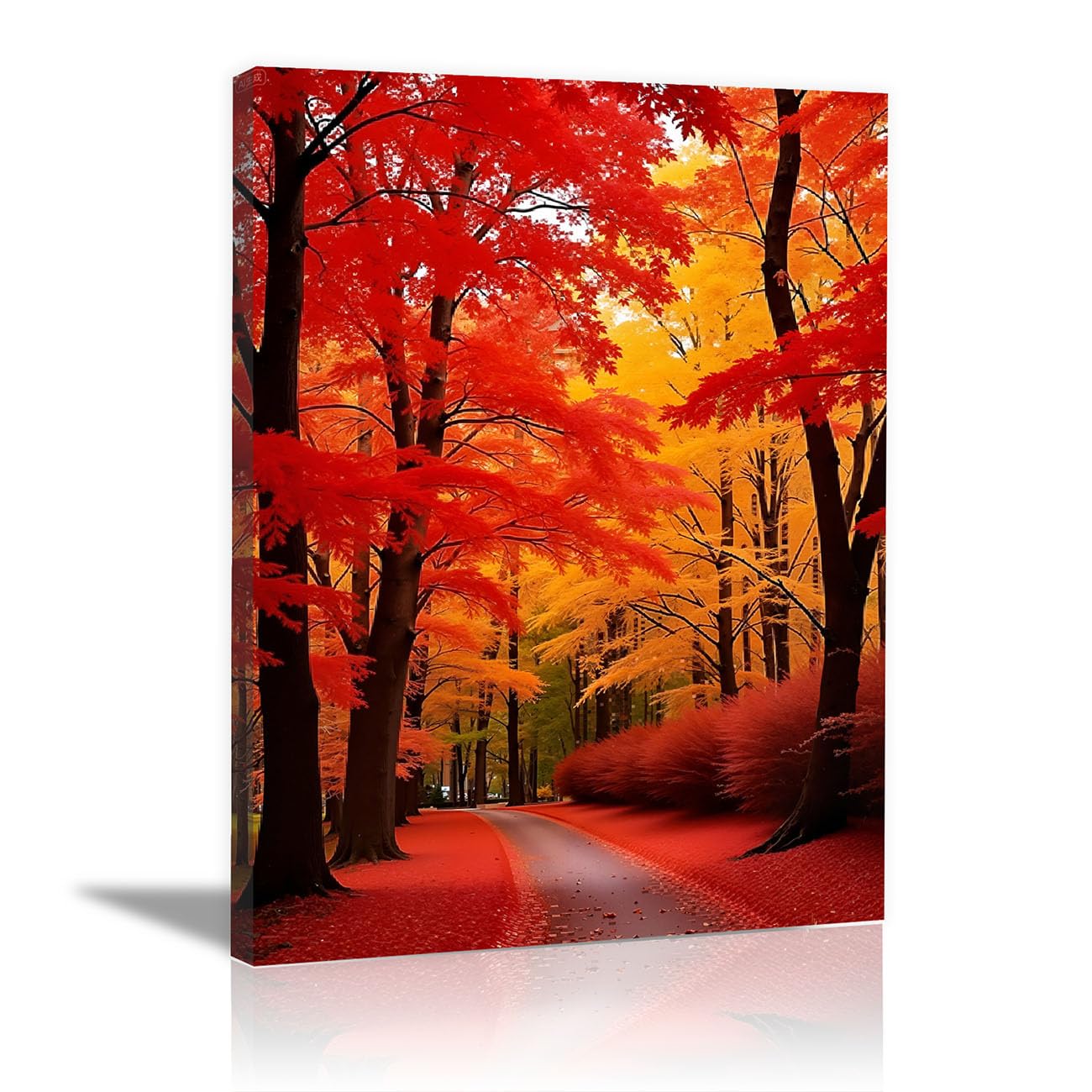 TODOAA Cuadros bohemios modernos Pintura de paisajes del bosque otoñal Nórdico Minimalistas Plantas cuadro, Comedor Oficina Pasillo Cocina Y Baño póster（Rojo-50x70cm Enmarcado