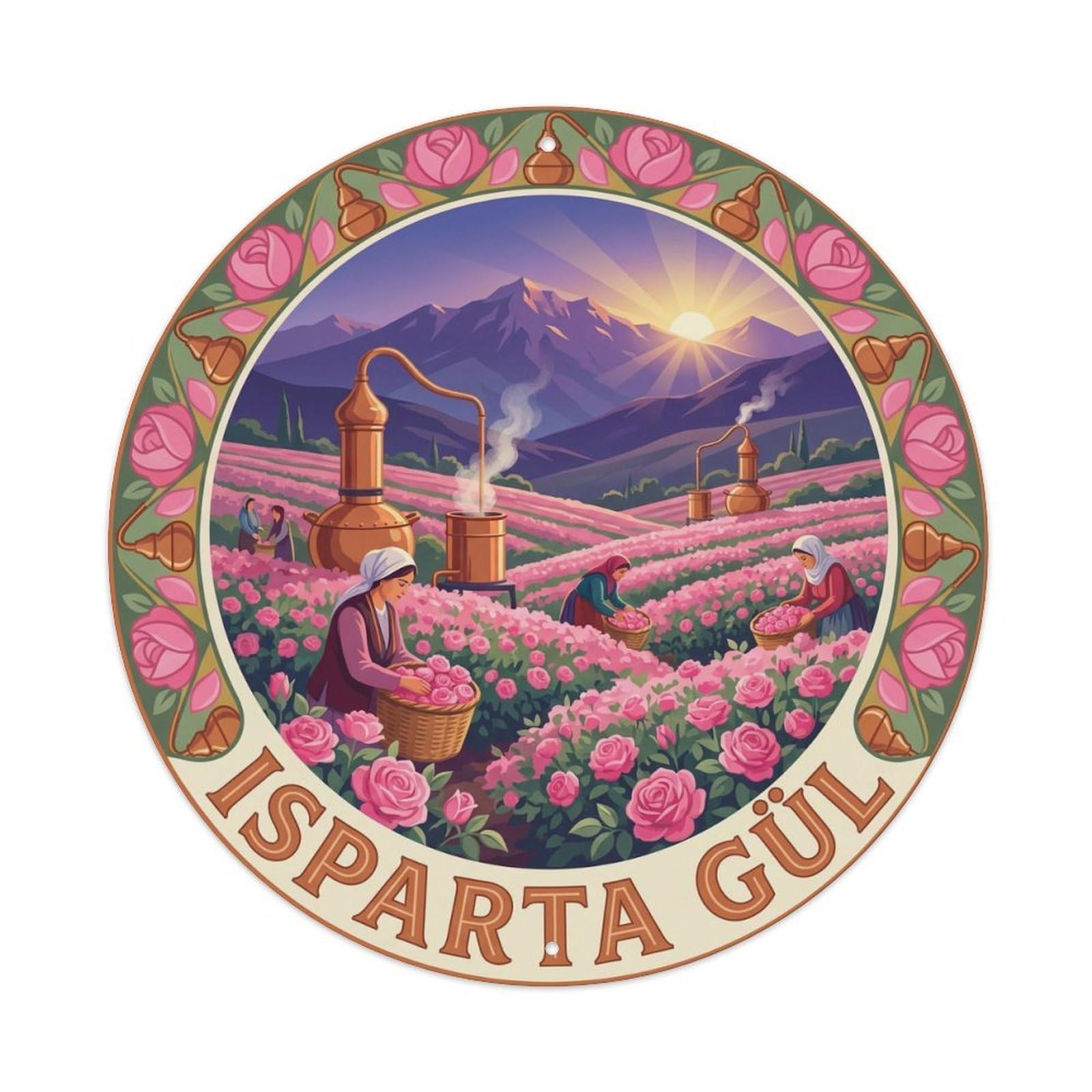Isparta Rose Oil Valley Anatolian Scenic Travel Classic Metal Tin Sign