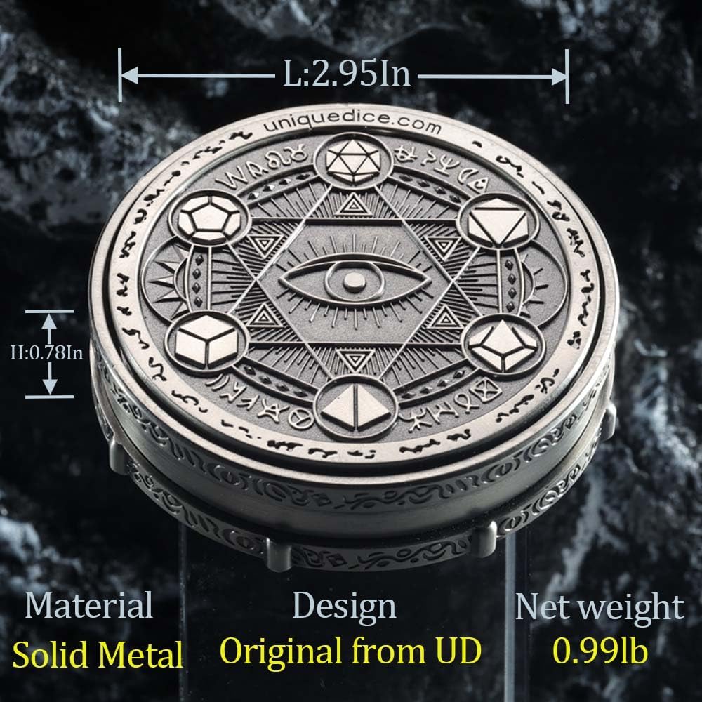 Unique Random King Dice Roulette Metal Dice Set Mechanical 7-in-2 Dual-Spin Wheels Dice Spinner DND Roller D&D D20 D6, D8, D10, D12 for Wheel Roller collectable TRPG Release Stress Made Zinc Alloy