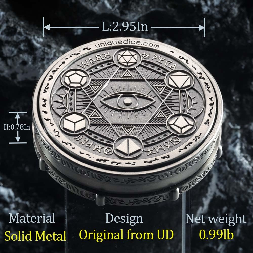 Random King - Juego de dados giratorios de metal DND 7 en 2, juego de dados de doble giro con ruedas, dados únicos DicePocket D20 para regalos de Dungeons and Dragons DND, Dice King