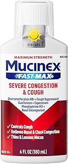 Fast-Max Severe Congestion & Cough Medicine, Maximum Strength Symptom Relief, Over-The-Counter Medication, Cold Medicine, Cough Suppressant, Expectorant, Nasal Decongestant, 6 Fl Oz