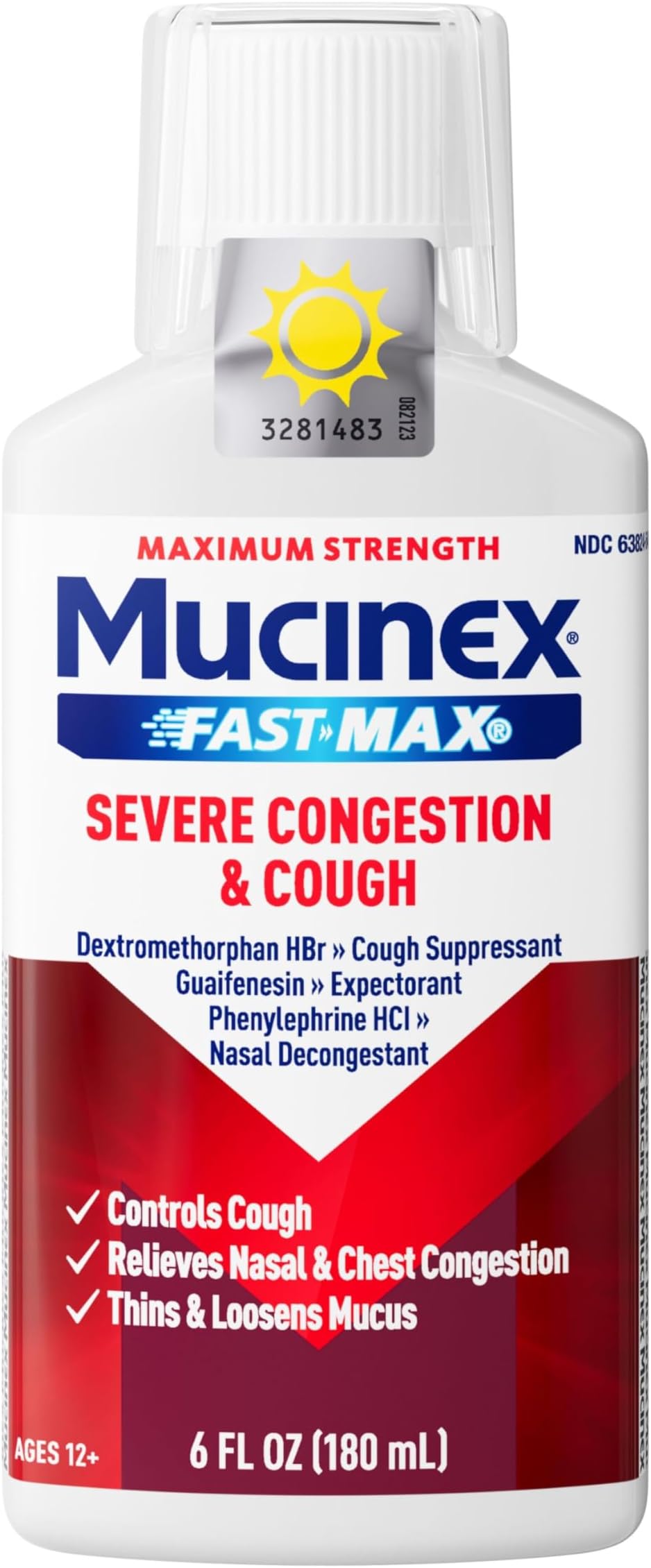 Fast-Max Severe Congestion & Cough Medicine, Maximum Strength Symptom Relief, Over-The-Counter Medication, Cold Medicine, Cough Suppressant, Expectorant, Nasal Decongestant, 6 FL OZ