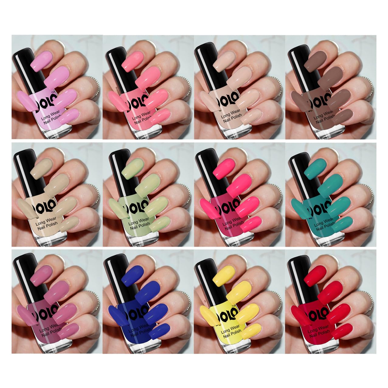 Volo Toxic Free Perfection Shine Nail Polish Set of 12 (Light Purple, Light Pink, Pink Nude, Dark Nude, Nude, Mischievous Mint, Passion Pink, Radium Green, Peach Pink, Red, Yellow, Royal Blue)-image-13