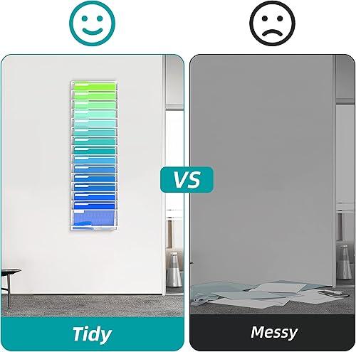 Miniatura 5 de Organizador de archivos de pared de 16 niveles, organizador de archivos colgante de malla para papeles, carpetas, portapapeles de archivos y