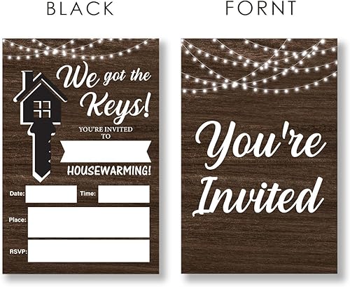 Miniatura 2 de Farmhouse We Got the Keys - Invitaciones para fiesta de inauguración de la casa con sobres, juego de 20 tarjetas rústicas para rellenar fiestas