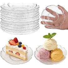 10 Pack 4.7 Inch Clear Glass Plates Vintage Glass Small Dessert Plates Mini Dinner Dishes for Serving Appetizers Sauces Snacks Fruit Salad Dessert and Cake Stylish Table Coasters Set for Teacups