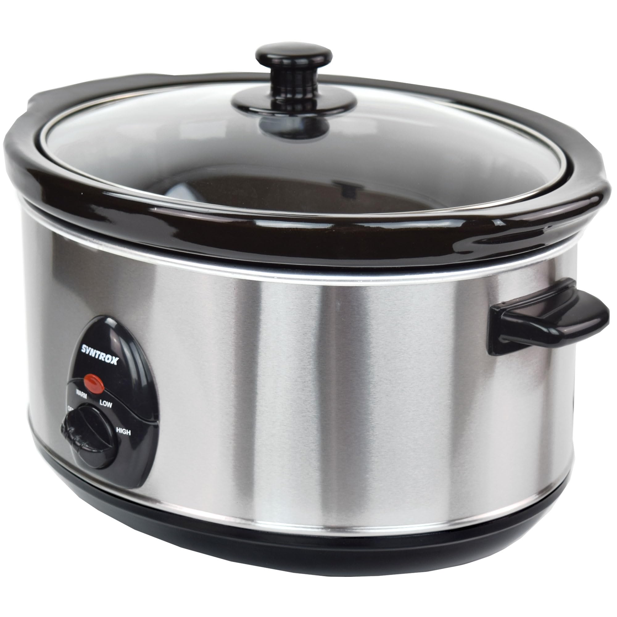 Syntrox Germany 4,5 l Slow Cooker | Schmortopf | Schongarer | Multikocher Delixas, Keramik Servierschüssel, Geschirrspüler geeignet, Mikrowellengeeignet, rutschsichere Standfüße